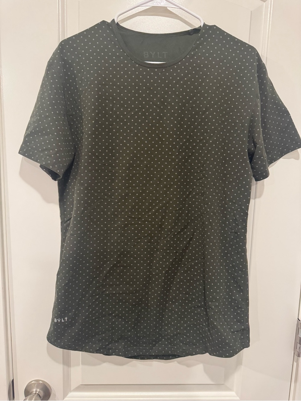 BYLT Basics Olive Green Short Sleeve Tee with Micro Dot Print